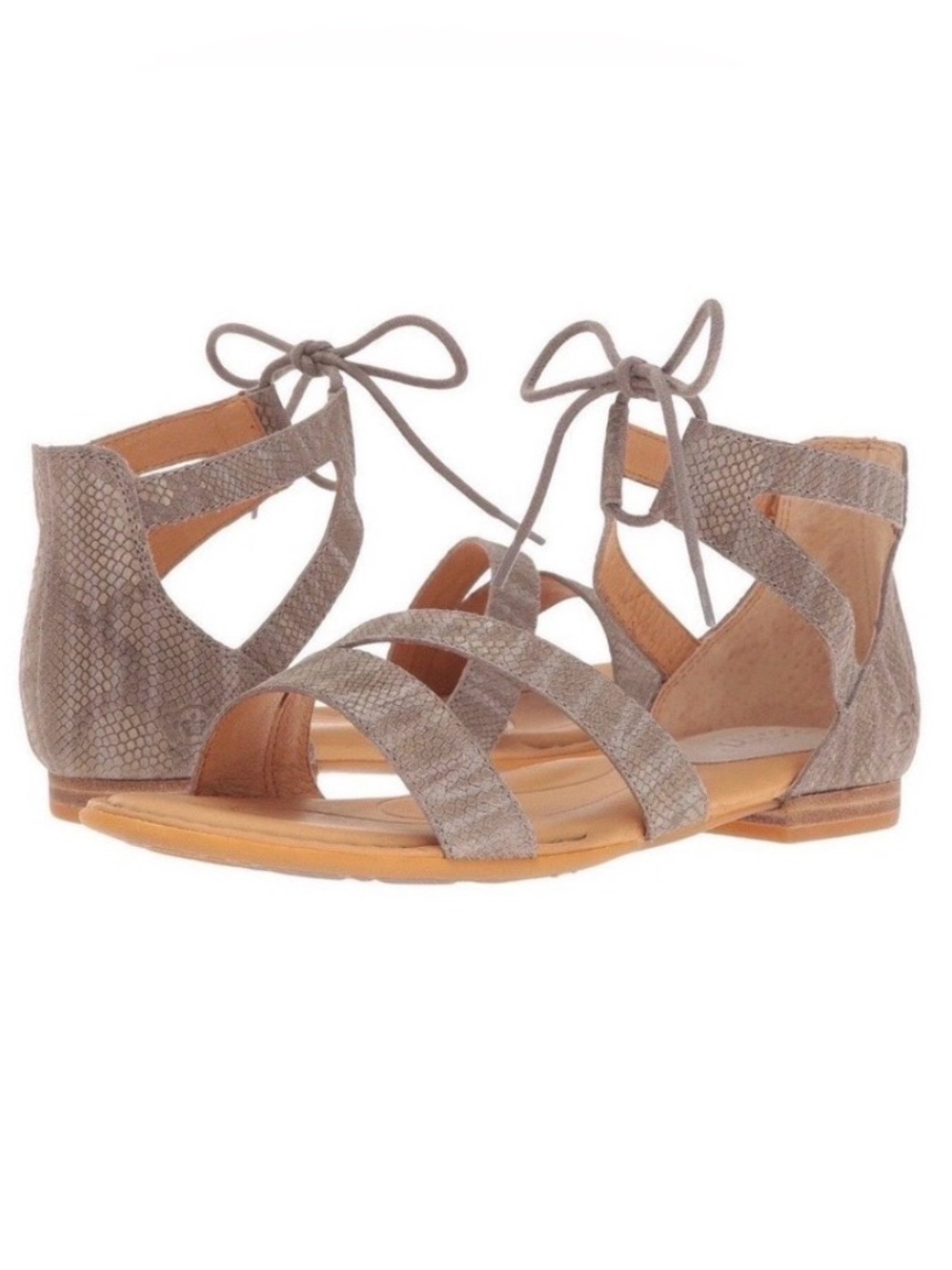 Born Casma Sandal Taupe Croc Embossed Leather Size 9- Neutral, Boho Chic